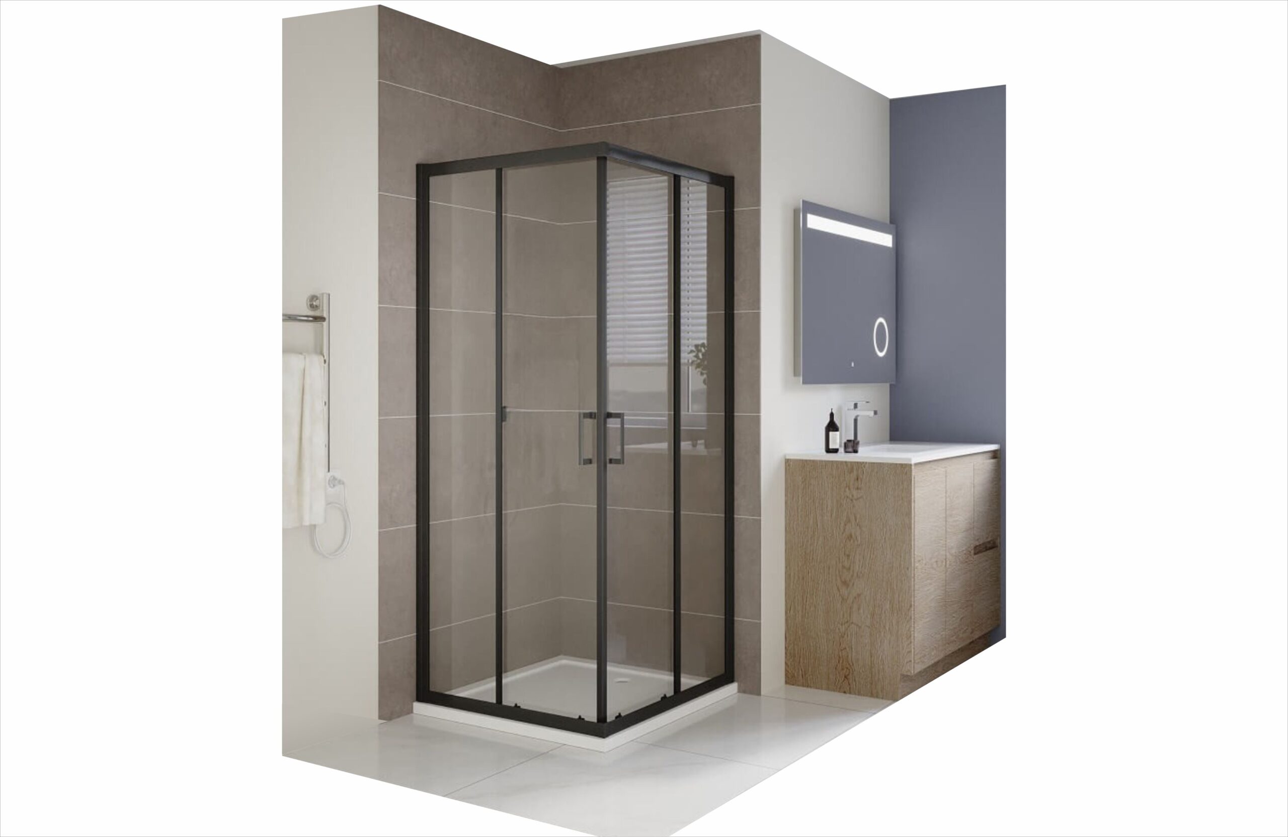 Medial Corner - Entry Slide Shower Door
