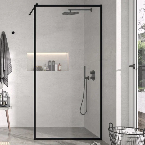 Deception Luxury Walk-in Black Frame Shower Panels